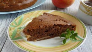 Шоколадный пирог на ряженке с яблоками