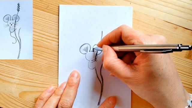 Как нарисовать Милую Мышку на пшеничном Колоске| Рисуем Мышку простым карандашом легко и просто