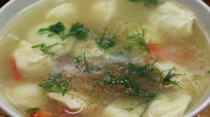 Овощной суп с пельменями