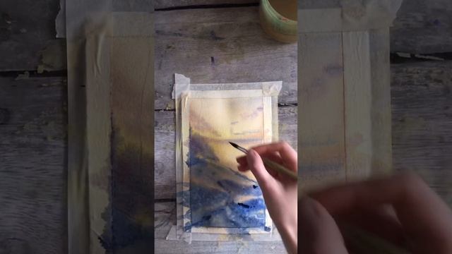 Зимний пейзаж акварелью #watercolor #art #painting #drawing #рисунок #watercolorpainting #рисование