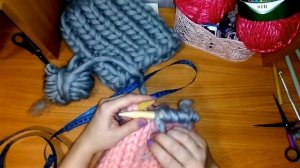 шапка из супер толстой пряжи. МК 2.