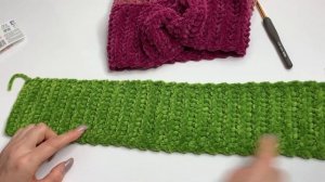 Повязка на голову из плюшевой пряжи за час.🧶☕️ Вяжем крючком.
