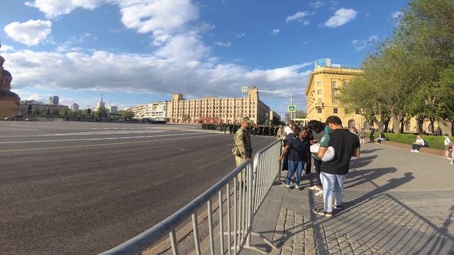Первая репетиция парада в честь Дня Победы на площади