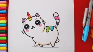 Как нарисовать очаровательного кота единорога
