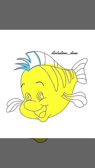 Как нарисовать Флаундера из Русалочки. Раскраска для детей. How to draw Flounder