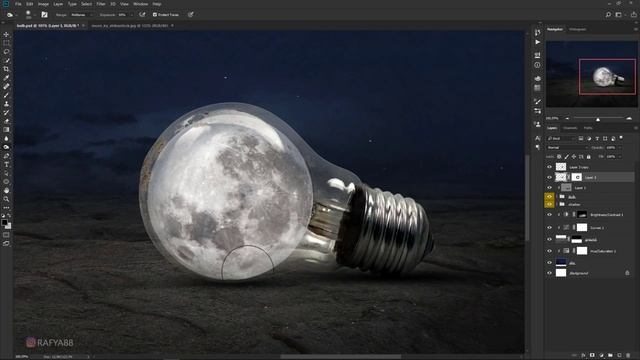 Bulb Moon ◾️ Photoshop Manipulation Tutorial Processing
