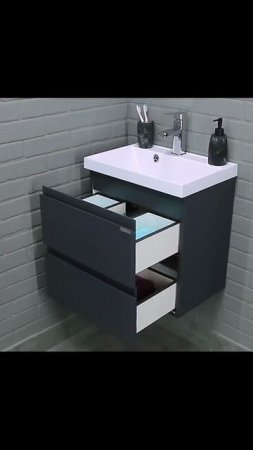 Тумба подвесная под умывальник "Classica 60" Graffo графит матовый В2 Домино