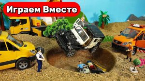 Машинки мультики 🚓 Играем с машинками: экскаватор и полиция в песочнице 🚓 Видео для детей