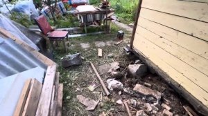 Замена фундамента из блоков на винтовые сваи. Подъем с