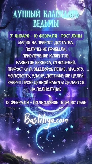 РОСТ ЛУНЫ 31 января - 10 февраля✨ВЕДЬМИН календарь #ново