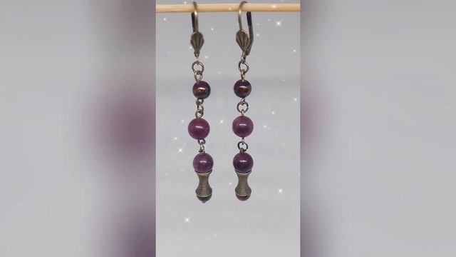Серьги "Рубиновые искры" с натуральным гранатом #jewelry #?