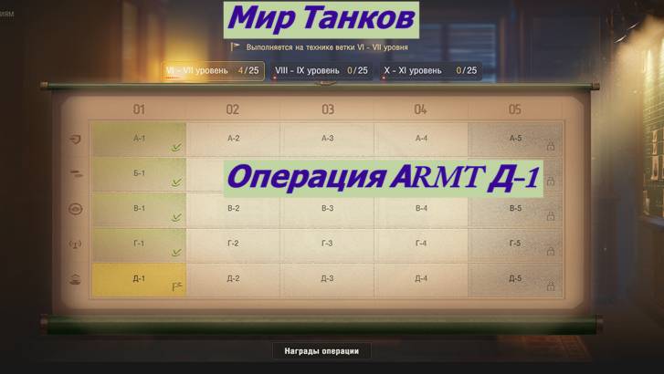 Мир Танков Операция АRMT Д-1