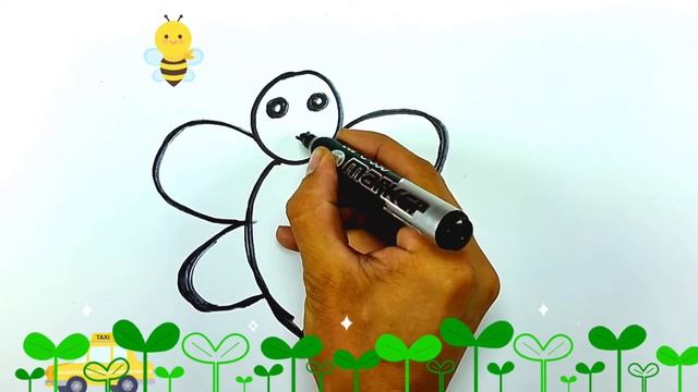 Bolalar uchun asalari rasm chizish Нарисуйте картинку пчел для детей Draw a picture of bees for kid смотреть онлайн