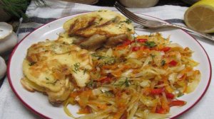 Жареная капуста с грибами в кляре