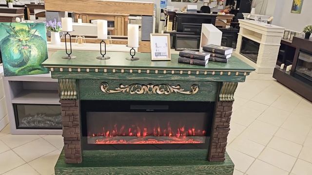 Необычно? Очень классно! Зелёная эмаль с золотом на электрокамине Леонардо смотреть онлайн