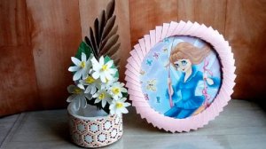 Как сделать круглую рамку для рисунка или фото из бумаги и картона,