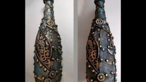 Бутылки в стиле стимпанк и светильник из ниток   твори?