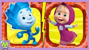 Маша и Медведь против Фиксиков.Игры Бегалки с Героями Мультфильмов.Гонки на Скорость Нолика и Маши