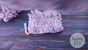 Плюшевый плед из пряжи Alize puffy ❤ вяжем с помощью рук