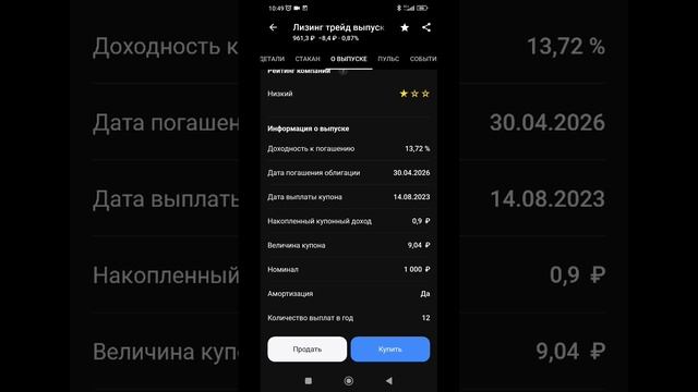 купил первую облигацию с ежемесячной выплатой купоно?