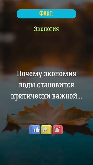 Почему экономия воды становится критически важной...?