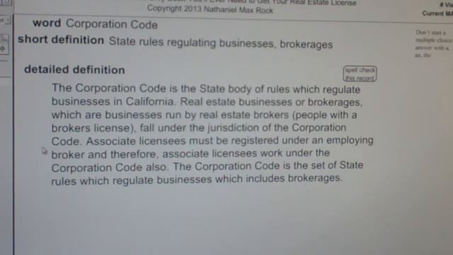 Corporation Code Real Estate License Exam Study Guide AgentExamPass.com
