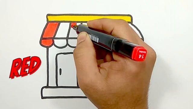How to Draw a Shop For kids / Bolalar uchun do'koncha chizish / Как нарисовать магазинчик для детей