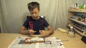 Диорама МЕССЕР Часть № 3 нанесение сколов декалей и фильтра