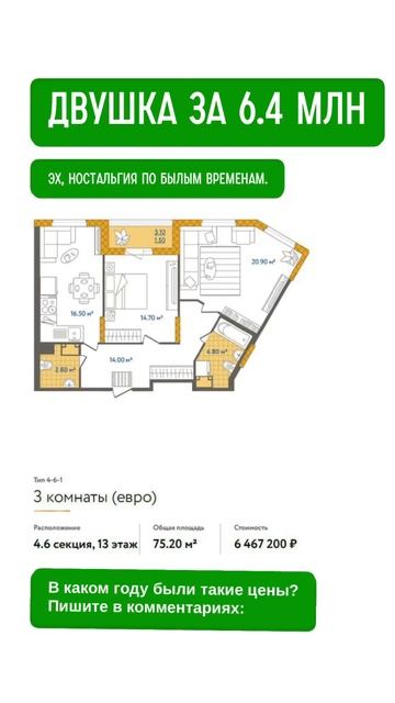 2 квартира за 6.4 млн рублей #квартирывпитере #новострой