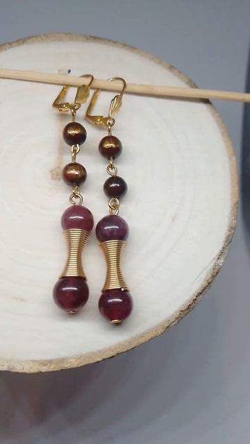 Серьги с натуральным гранатом #серьгиручнойработы #се смотреть онлайн