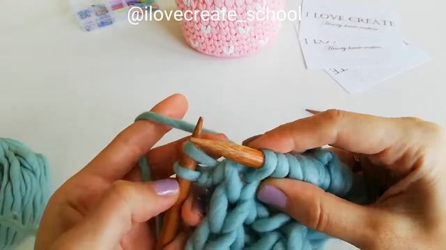 Чалма спицами из перуанской шерсти, чалма английской резинкой