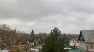 The weather outside the window in our village: дождливое утро