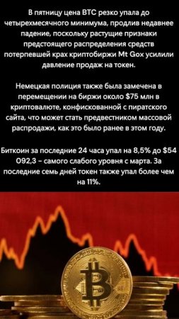 Падение биткоина не прекращается #криптовалюта  #торг?