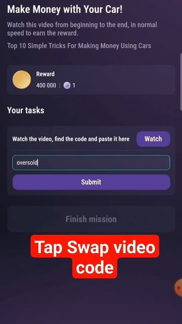 Tap Swap Code: Make Money With Your Car! #tapswapcodetoday #tapswapcode #кодытапсвап #cr