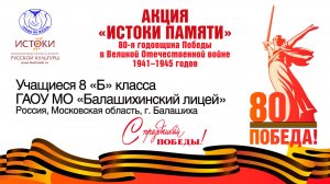Учащиеся 8 «Б» класса ГАОУ МО «Балашихинский лицей». Россия, Московская область, г. Балашиха.