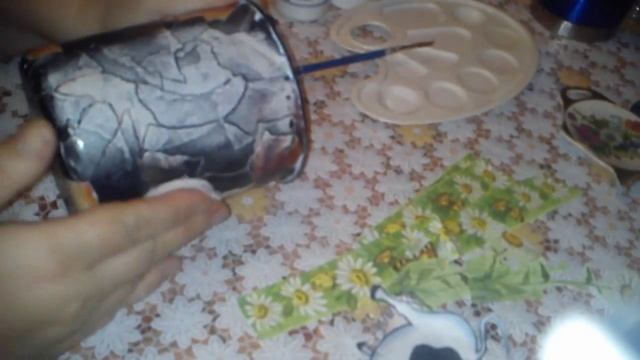 Каменная техника в декупаже. Молочник