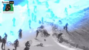 Массовый спуск на Велосипедах и падение