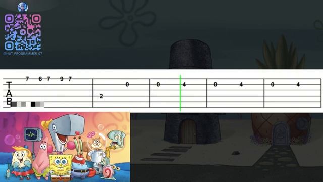 🎸 SpongeBob - Theme  EASY SLOW (Guitar Tutorial) Ⓜ️
