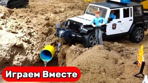 Машинки мультики 🚓 Играем в песочнице с машинками 🚒 Экскаватор, полиция и пожарная для детей