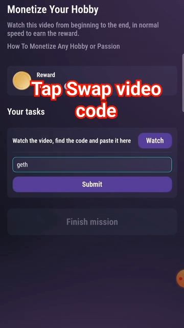 Tap Swap code: Monetize Your Hobby. #tapswapcodetoday #tapswapcode #кодытапсвап #код?