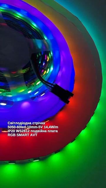 Світлодіодна стрічка 5050-60led-10mm-5V 14,4W/m IP20 WS2812 подвійна п? смотреть онлайн