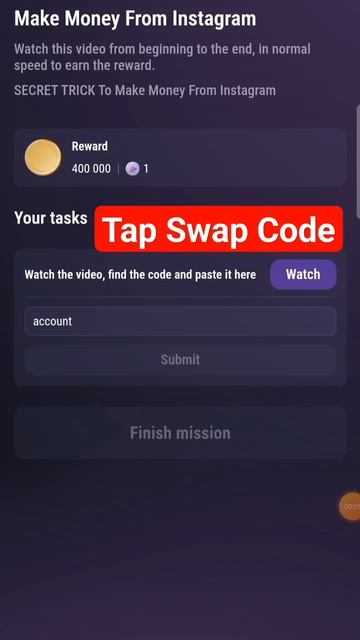 Tap Swap Code: Make Money From Instagram. #tapswapcodetoday #tapswapcode #кодытапсвап #c