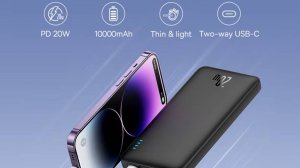 BasBaseus Airpow 20 Вт Power Bank  10000 мАч с быстрой зарядкой для смартфонов.