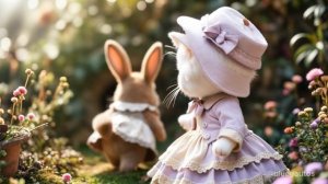 Whimsical Cat & Victorian Animals_ Heartwarming Kitten Helps Bunnies _ AI Cat St