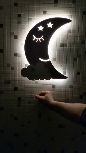 Настенный ночник ручной работы "Луна с облаком " смотреть онлайн