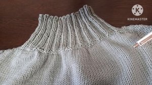 Воротник стойка спицами.
