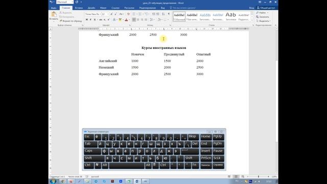 Программа Word  Табуляция