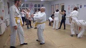 Афончиков Василий Григорьевич, ветеран ВОВ на тренировке по айкидо в клубе "Сатори", 02.10.2017 г.