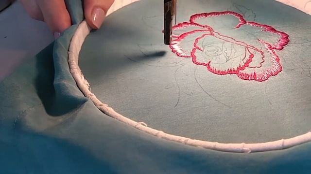 Вышивка розы художественной гладью на швейной машине. смотреть онлайн