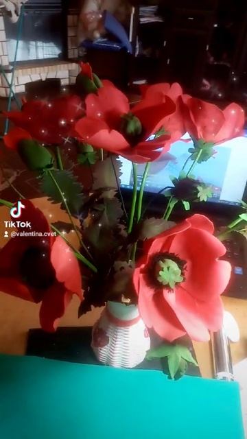 Светильник, букет из цветов Мака, смотреть онлайн